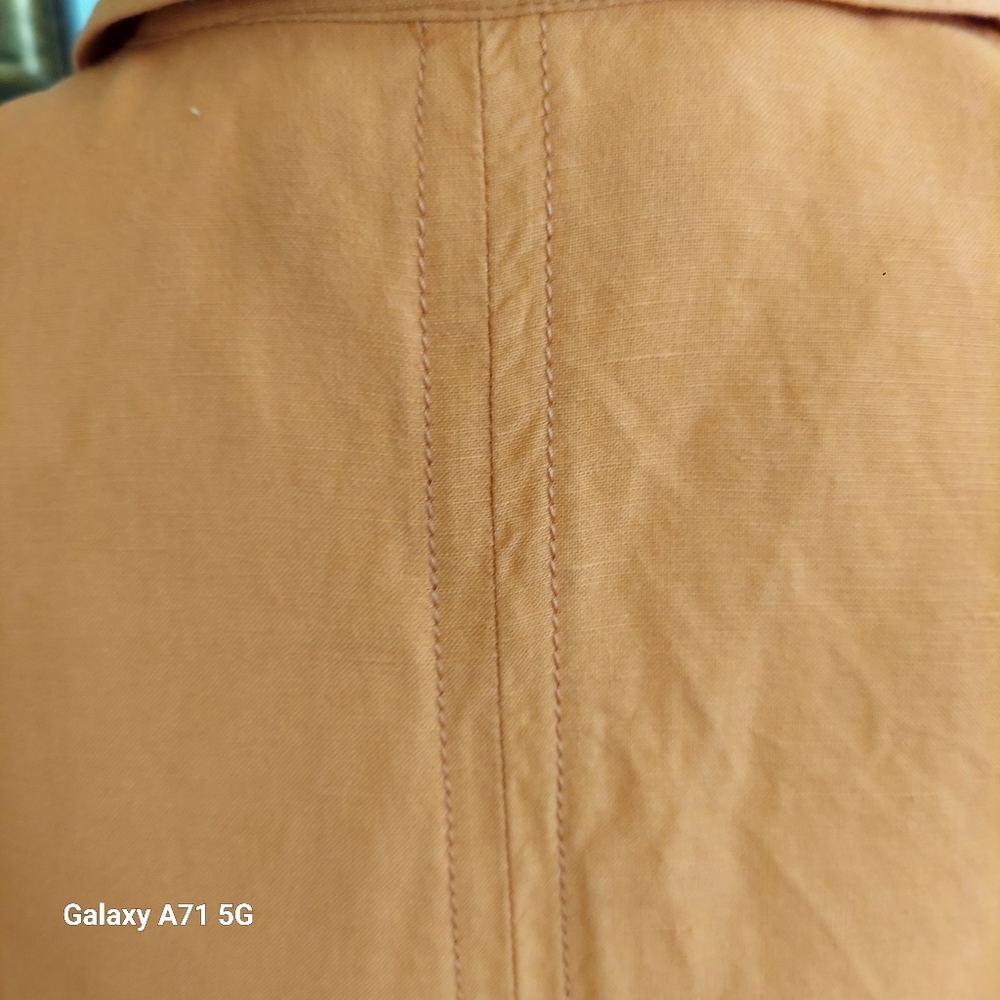 Vintage Larry Levine Orange Linen Blend Cropped 3/4 Sleeve Jacket Sz M - Picture 9 of 17